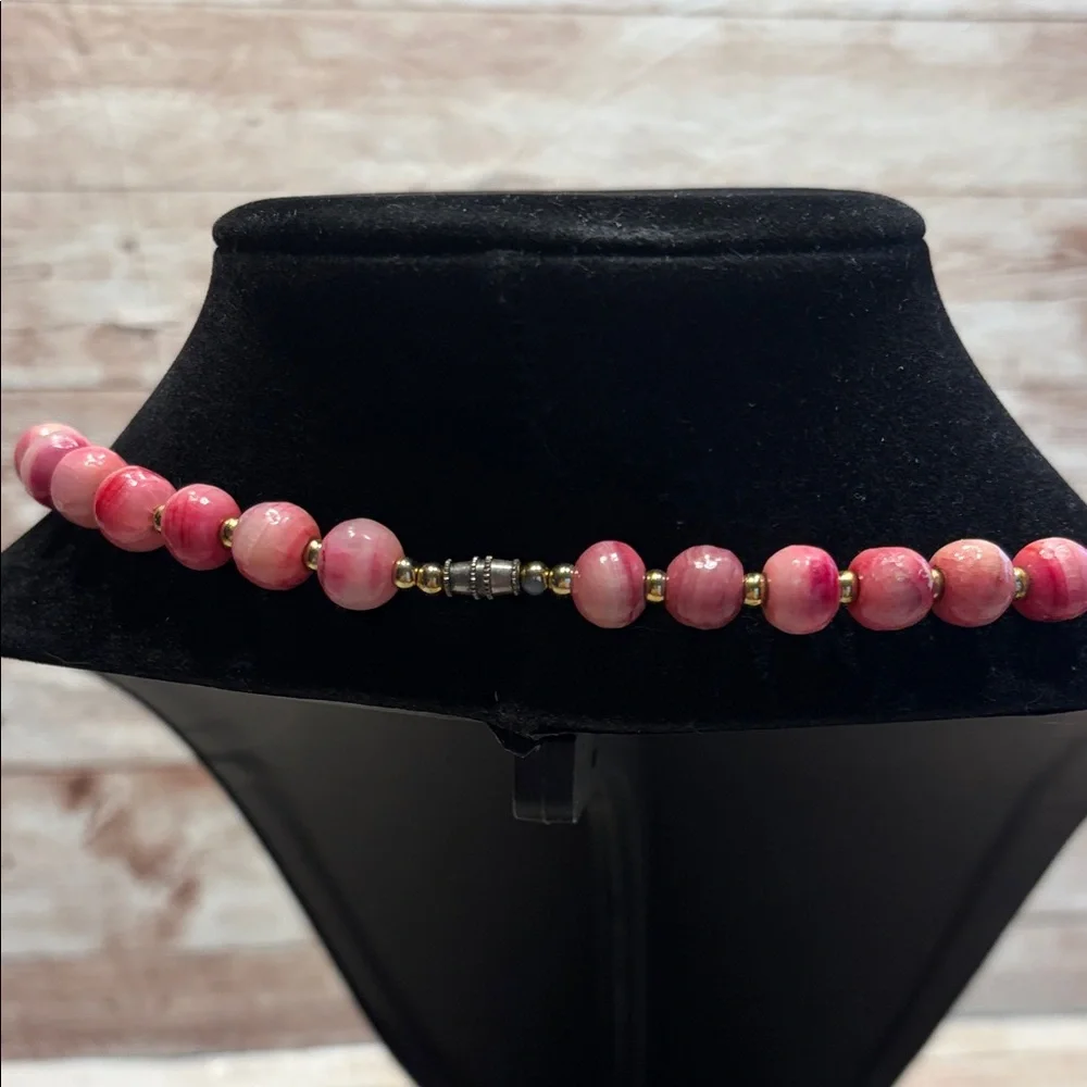 Elegant Rhodochrosite Pink Beaded Necklace